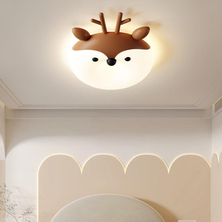 Lumendat Contemporary Creative Cartoon Animal PE Shade Iron LED Kids Flush Mount Ceiling Light For Bedroom Lumendat