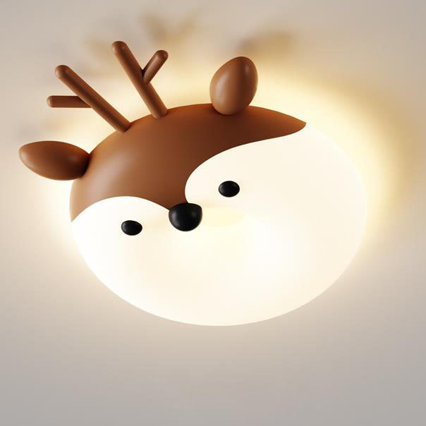 Lumendat Contemporary Creative Cartoon Animal PE Shade Iron LED Kids Flush Mount Ceiling Light For Bedroom Lumendat