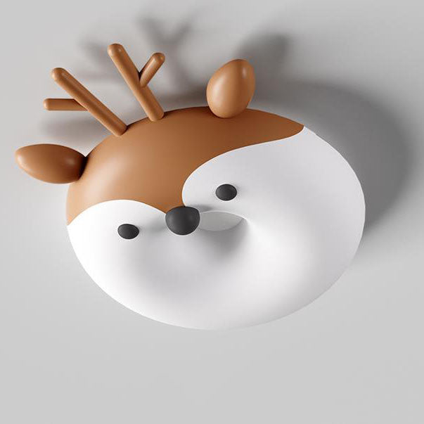Lumendat Contemporary Creative Cartoon Animal PE Shade Iron LED Kids Flush Mount Ceiling Light For Bedroom Lumendat