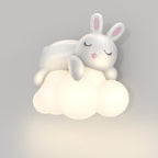 Contemporary Nordic Kids Resin PE Bear Rabbit LED Wall Sconce Lamp For Bedroom