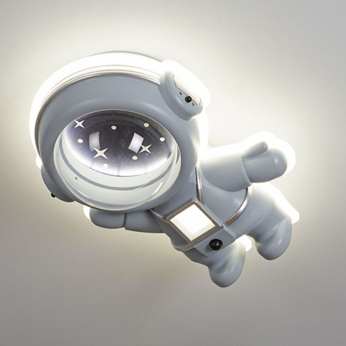 Lumendat Contemporary Creative Kids Metal Acrylic Resin Astronaut Flush Mount Ceiling Light For Bedroom Lumendat