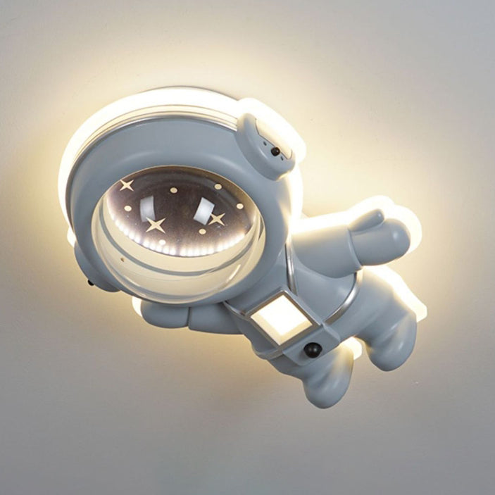 Lumendat Contemporary Creative Kids Metal Acrylic Resin Astronaut Flush Mount Ceiling Light For Bedroom Lumendat