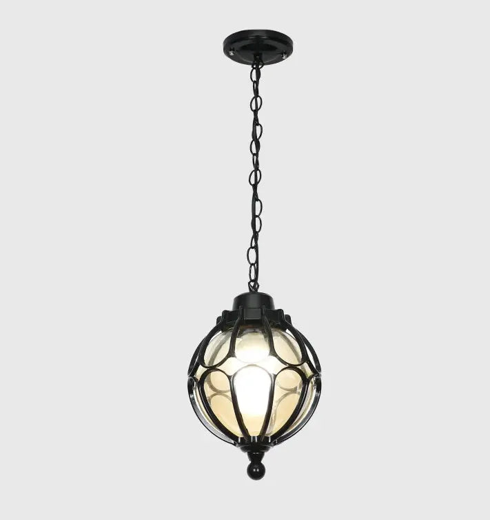 Traditional European Waterproof Aluminum Iron Glass Ball 1-light Pendant Light for Outdoor Patio BulbSquare