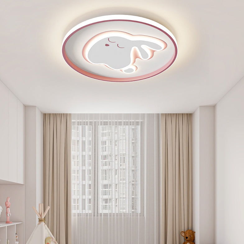 Lumendat Contemporary Creative Cartoon Rabbit Iron Acrylic LED Kids Flush Mount Ceiling Light For Bedroom Lumendat