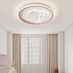 Lumendat Contemporary Creative Cartoon Rabbit Iron Acrylic LED Kids Flush Mount Ceiling Light For Bedroom Lumendat