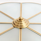 Traditional European Brass Glass Round Hand Carved 4/6 Light Semi-flush Mount Ceiling Light for Hallway