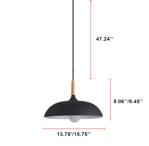Modern Metal Wooden Top 1-light Dome Pendant Light Lumendat