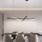 Modern Minimalist Linear Aluminum Silicone LED Island Light Chandelier for Dining Room BulbSquare
