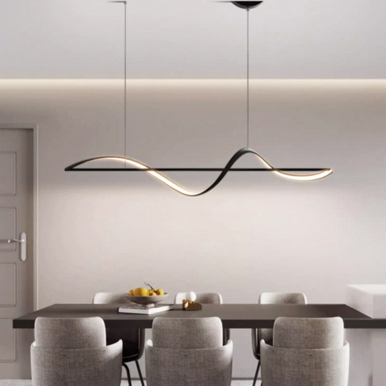 Modern Minimalist Linear Aluminum Silicone LED Island Light Chandelier for Dining Room