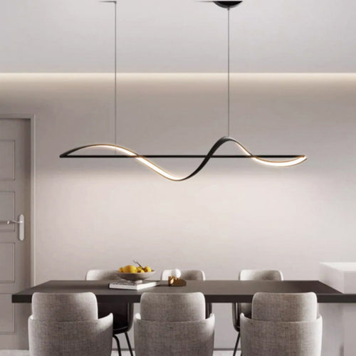 Modern Minimalist Linear Aluminum Silicone LED Island Light Chandelier for Dining Room
