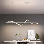 Modern Minimalist Linear Aluminum Silicone LED Island Light Chandelier for Dining Room BulbSquare