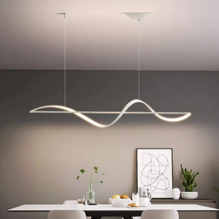 Modern Minimalist Linear Aluminum Silicone LED Island Light Chandelier for Dining Room BulbSquare
