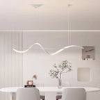 Modern Minimalist Linear Aluminum Silicone LED Island Light Chandelier for Dining Room BulbSquare