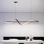 Modern Minimalist Linear Aluminum Silicone LED Island Light Chandelier for Dining Room BulbSquare