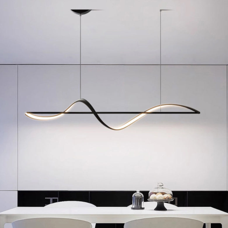 Modern Minimalist Linear Aluminum Silicone LED Island Light Chandelier for Dining Room BulbSquare