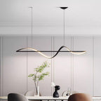 Modern Minimalist Linear Aluminum Silicone LED Island Light Chandelier for Dining Room BulbSquare