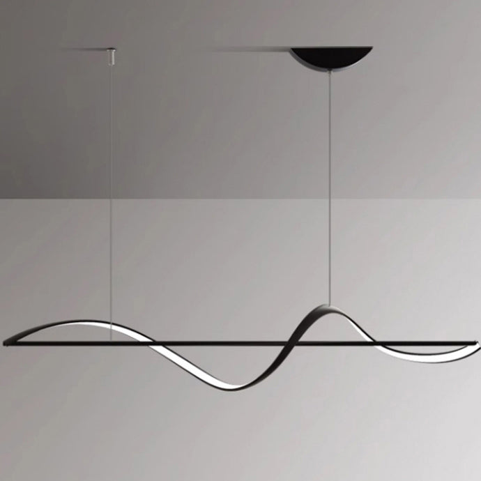 Modern Minimalist Linear Aluminum Silicone LED Island Light Chandelier for Dining Room