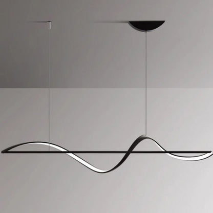 Modern Minimalist Linear Aluminum Silicone LED Island Light Chandelier for Dining Room
