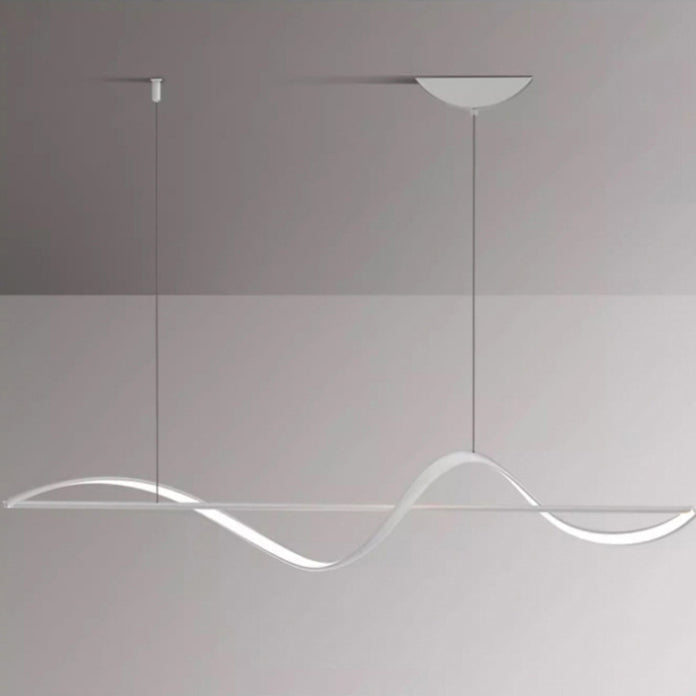Modern Minimalist Linear Aluminum Silicone LED Island Light Chandelier for Dining Room