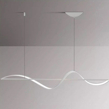 Modern Minimalist Linear Aluminum Silicone LED Island Light Chandelier for Dining Room
