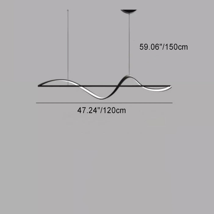 Modern Minimalist Linear Aluminum Silicone LED Island Light Chandelier for Dining Room BulbSquare