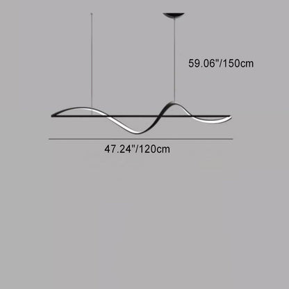 Modern Minimalist Linear Aluminum Silicone LED Island Light Chandelier for Dining Room