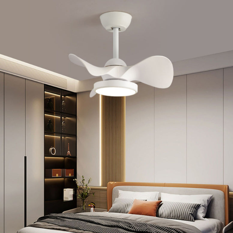 Contemporary Retro Round Acrylic ABS LED Downrods Ceiling Fan Light For Bedroom Lumendat