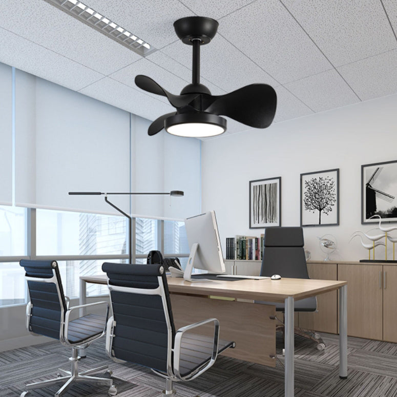 Contemporary Retro Round Acrylic ABS LED Downrods Ceiling Fan Light For Bedroom Lumendat