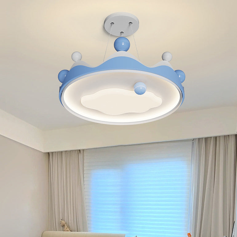 Lumendat Contemporary Creative Kids Crown Iron Plastic LED Semi-Flush Mount Ceiling Light For Bedroom Lumendat