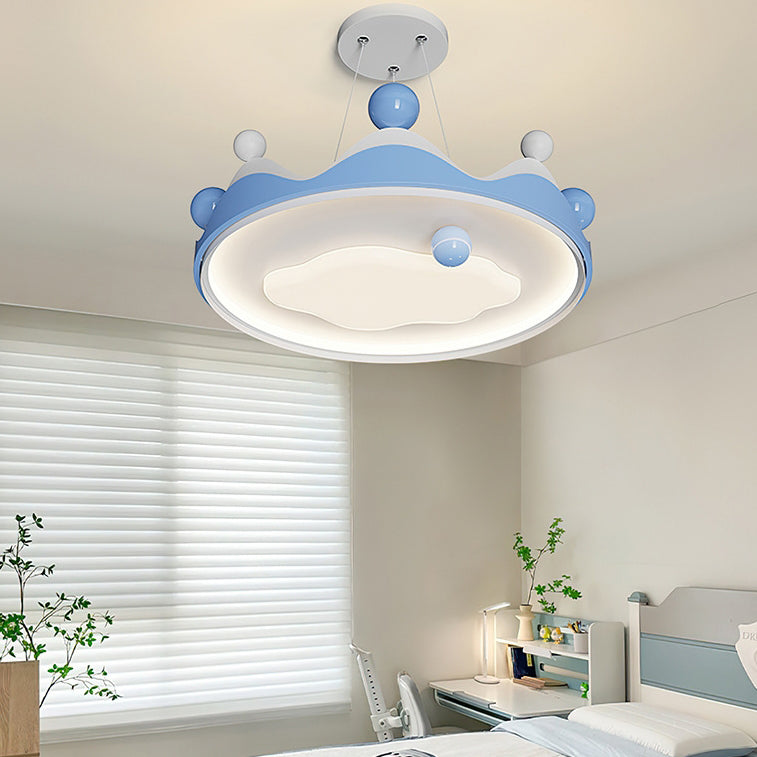 Lumendat Contemporary Creative Kids Crown Iron Plastic LED Semi-Flush Mount Ceiling Light For Bedroom Lumendat