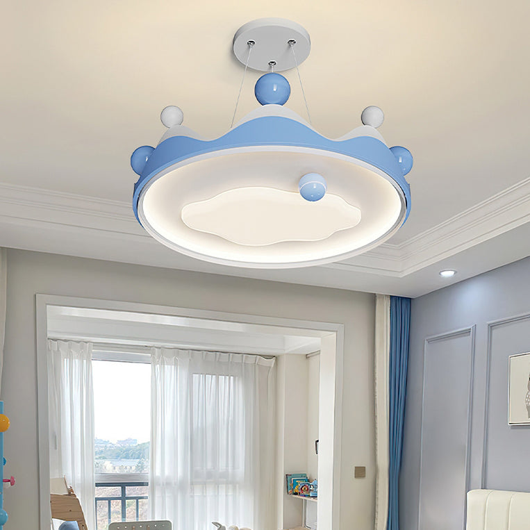 Lumendat Contemporary Creative Kids Crown Iron Plastic LED Semi-Flush Mount Ceiling Light For Bedroom Lumendat