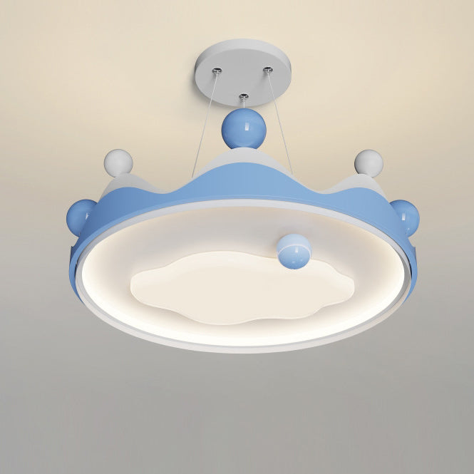 Lumendat Contemporary Creative Kids Crown Iron Plastic LED Semi-Flush Mount Ceiling Light For Bedroom Lumendat