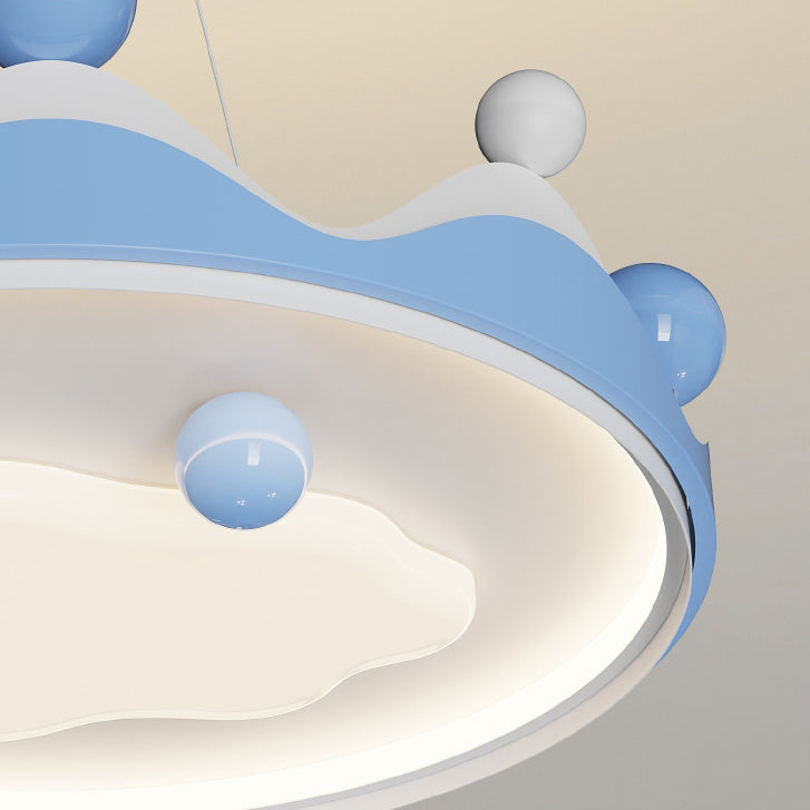 Lumendat Contemporary Creative Kids Crown Iron Plastic LED Semi-Flush Mount Ceiling Light For Bedroom Lumendat