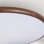 Modern Minimalist Iron Wood Grain Round LED Semi-Flush Mount Ceiling Light For Living Room