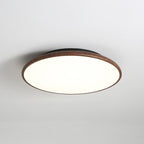 Modern Minimalist Iron Wood Grain Round LED Semi-Flush Mount Ceiling Light For Living Room