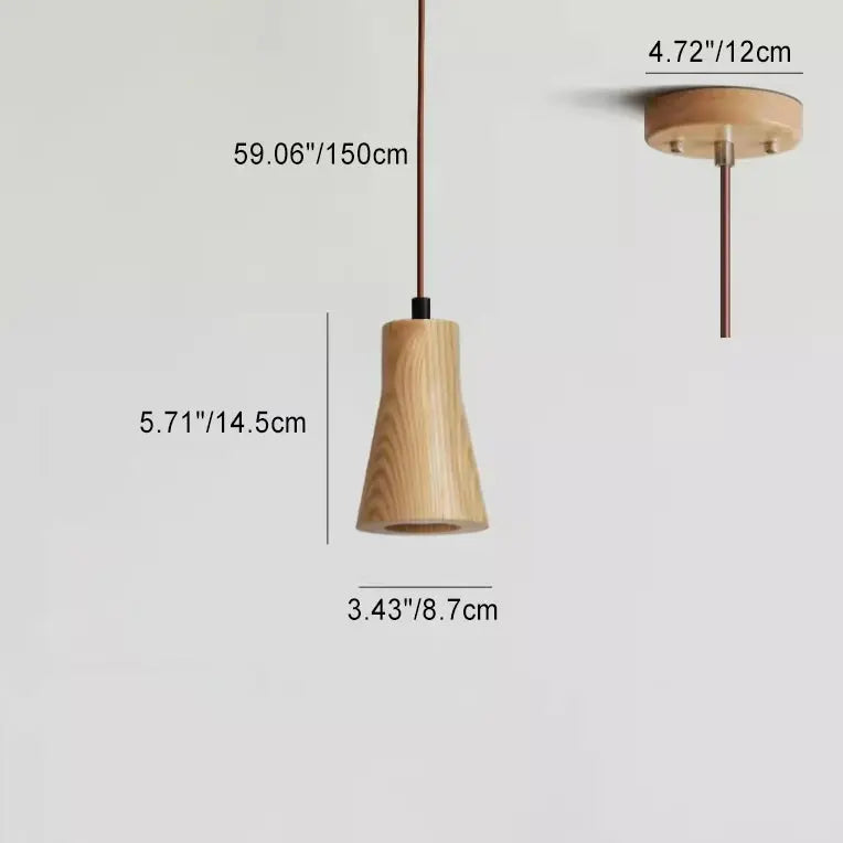 Simple Wooden Cylindrical 1-light Small Pendant Light Lumendat