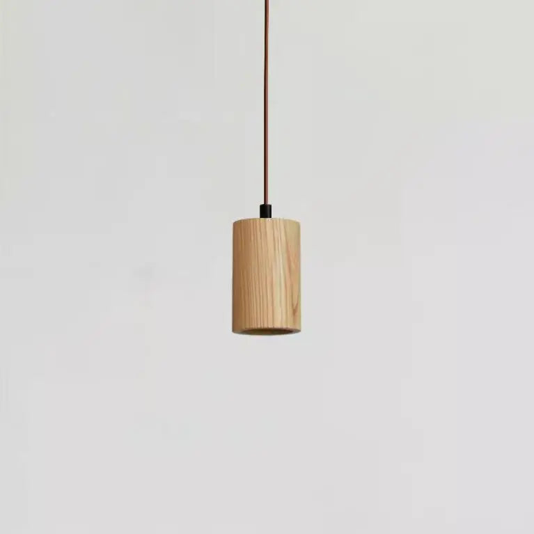 Simple Wooden Cylindrical 1-light Small Pendant Light Lumendat