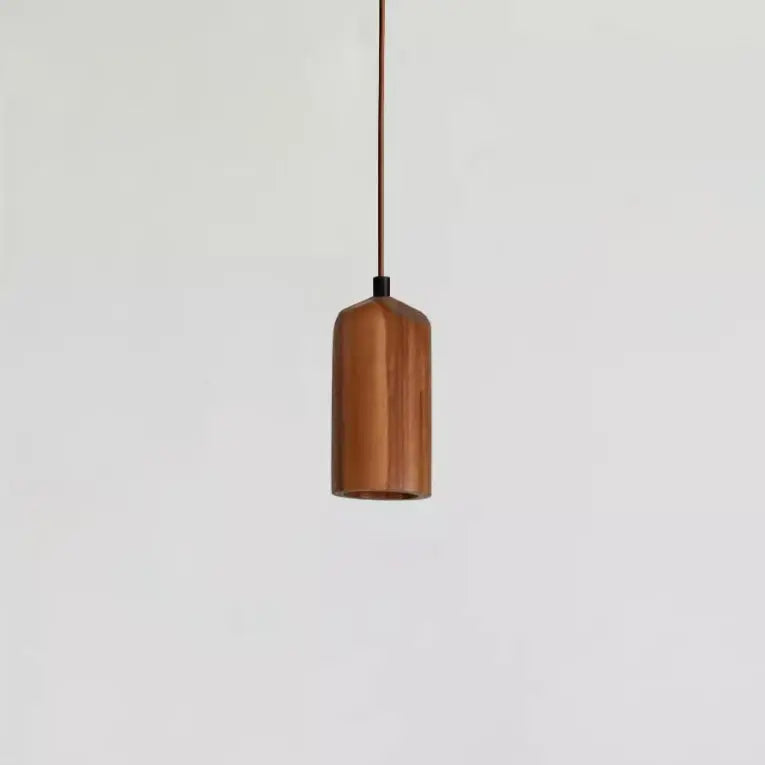 Simple Wooden Cylindrical 1-light Small Pendant Light Lumendat