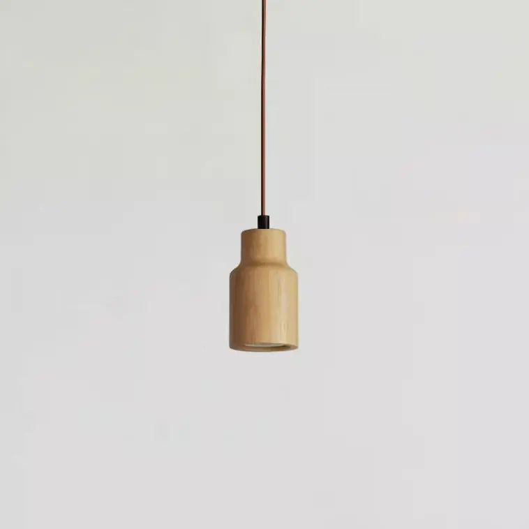 Simple Wooden Cylindrical 1-light Small Pendant Light Lumendat