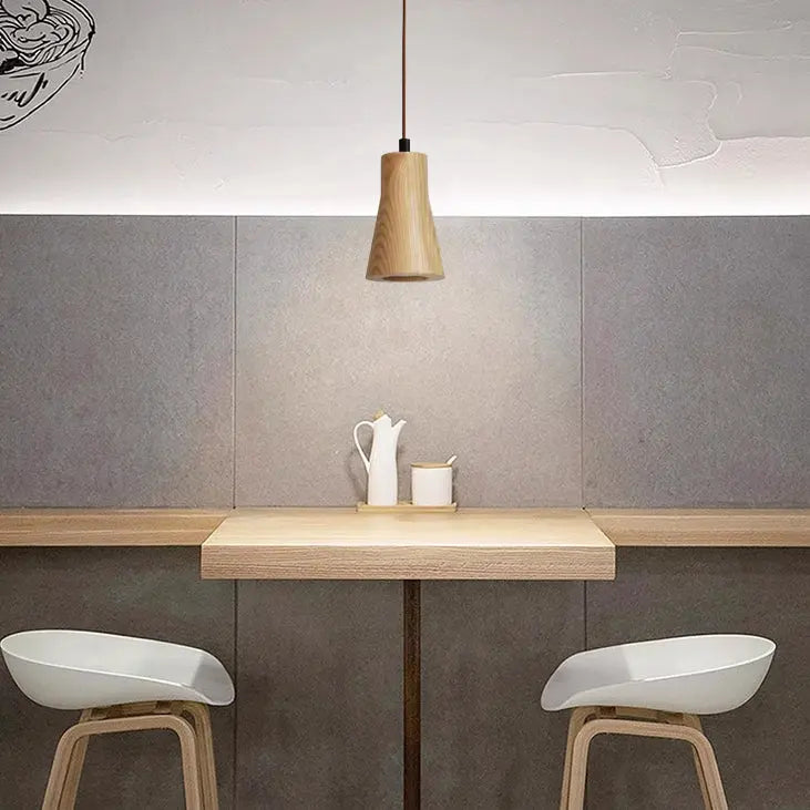 Simple Wooden Cylindrical 1-light Small Pendant Light modern luxury lighting fixture