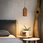 Simple Wooden Cylindrical 1-light Small Pendant Light Lumendat