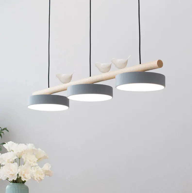 Nordic Creative Bird & Wood Round Island Light LED Chandelier – 6 Colors Lumendat
