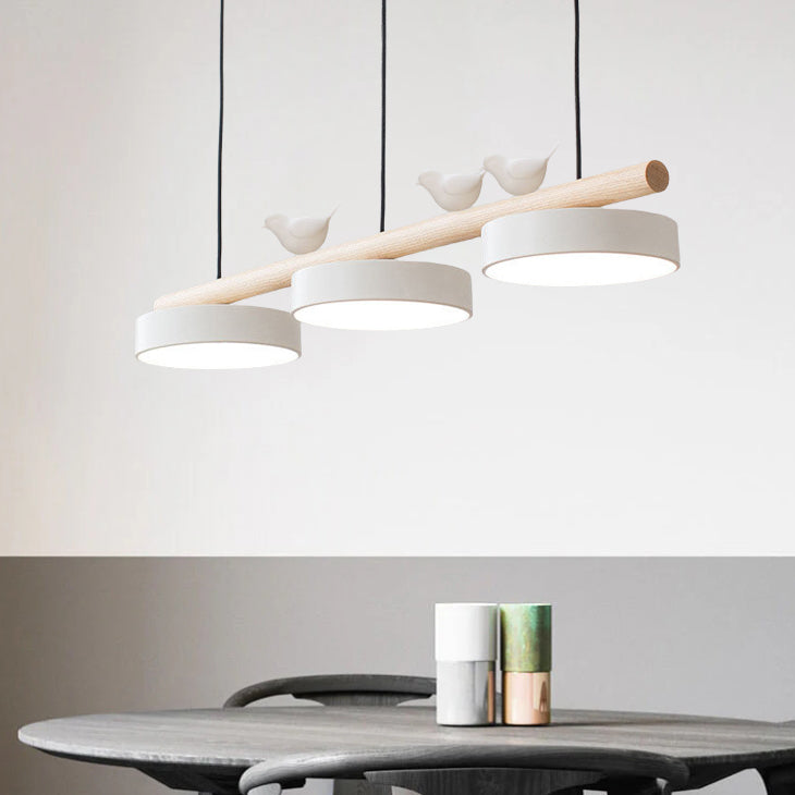 Nordic Creative Bird & Wood Round Island Light LED Chandelier – 6 Colors