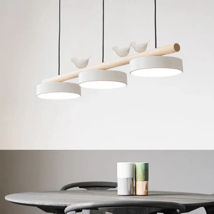 Nordic Creative Bird & Wood Round Island Light LED Chandelier – 6 Colors Lumendat