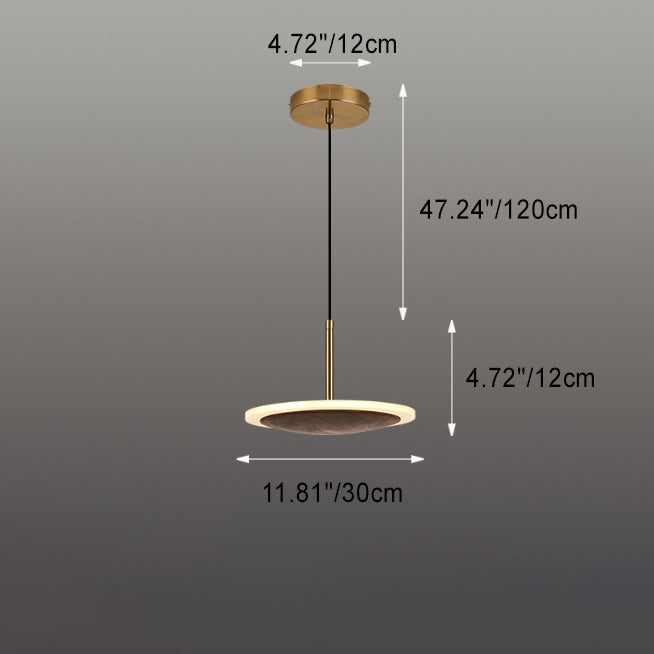 Modern Round Brown Walnut Wood 1-light LED Pendant Light