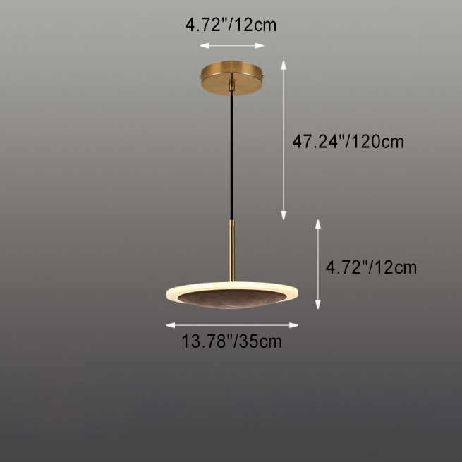 Modern Round Brown Walnut Wood 1-light LED Pendant Light