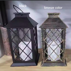 Traditional Vintage Solar Quadrangle Palace Light Iron Glass LED Outdoor Light For Garden Lumendat