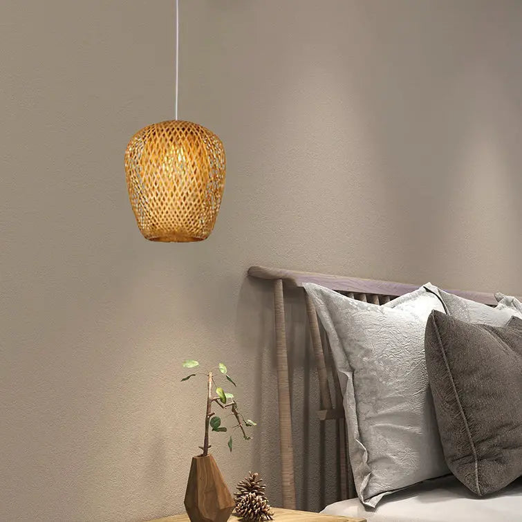 Rustic Style Bamboo Weaving 1-light Pendant Light Lumendat