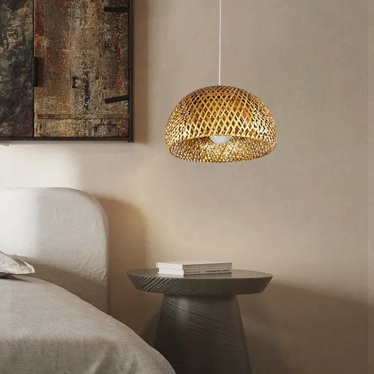Rustic Style Bamboo Weaving 1-light Pendant Light Lumendat