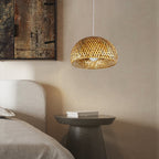 Traditional Vintage Bamboo Metal Weaving Round 1-Light Pendant Light for Living Room Lumendat